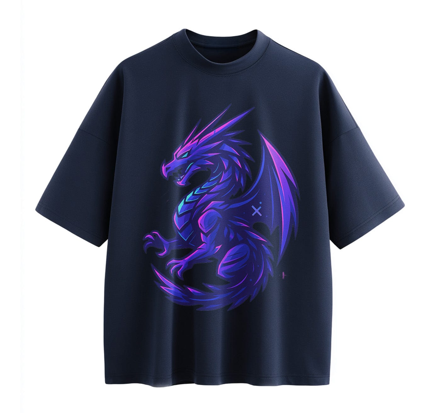Navy Blue / XS Neon Dragon Anime Oversize T-Shirt