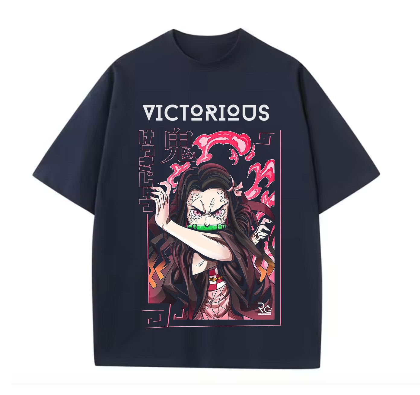 Navy Blue / XS Nezuko (Demon Slayer)  Anime Oversize T-Shirt