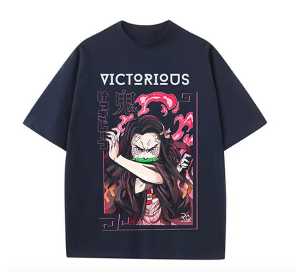 Navy Blue / XS Nezuko (Demon Slayer)  Anime Oversize T-Shirt