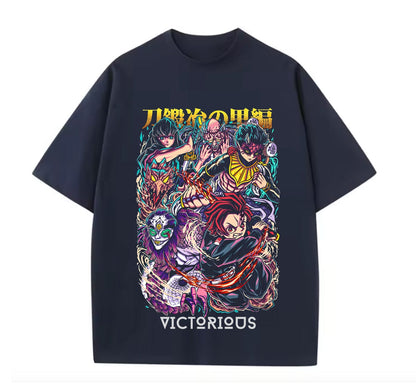 Navy Blue / XS Tanjiro (Demon Slayer) Anime Oversize T-Shirt