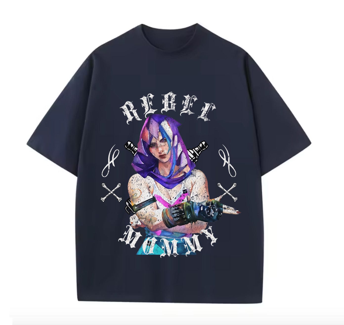 Navy Blue / XS VI Rebel Mommy (Arcane) Anime Oversize T-shirt