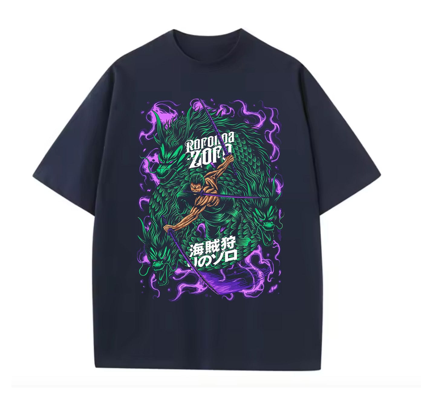 Navy Blue / XS Zoro (One piece) Anime Oversize T-Shirt