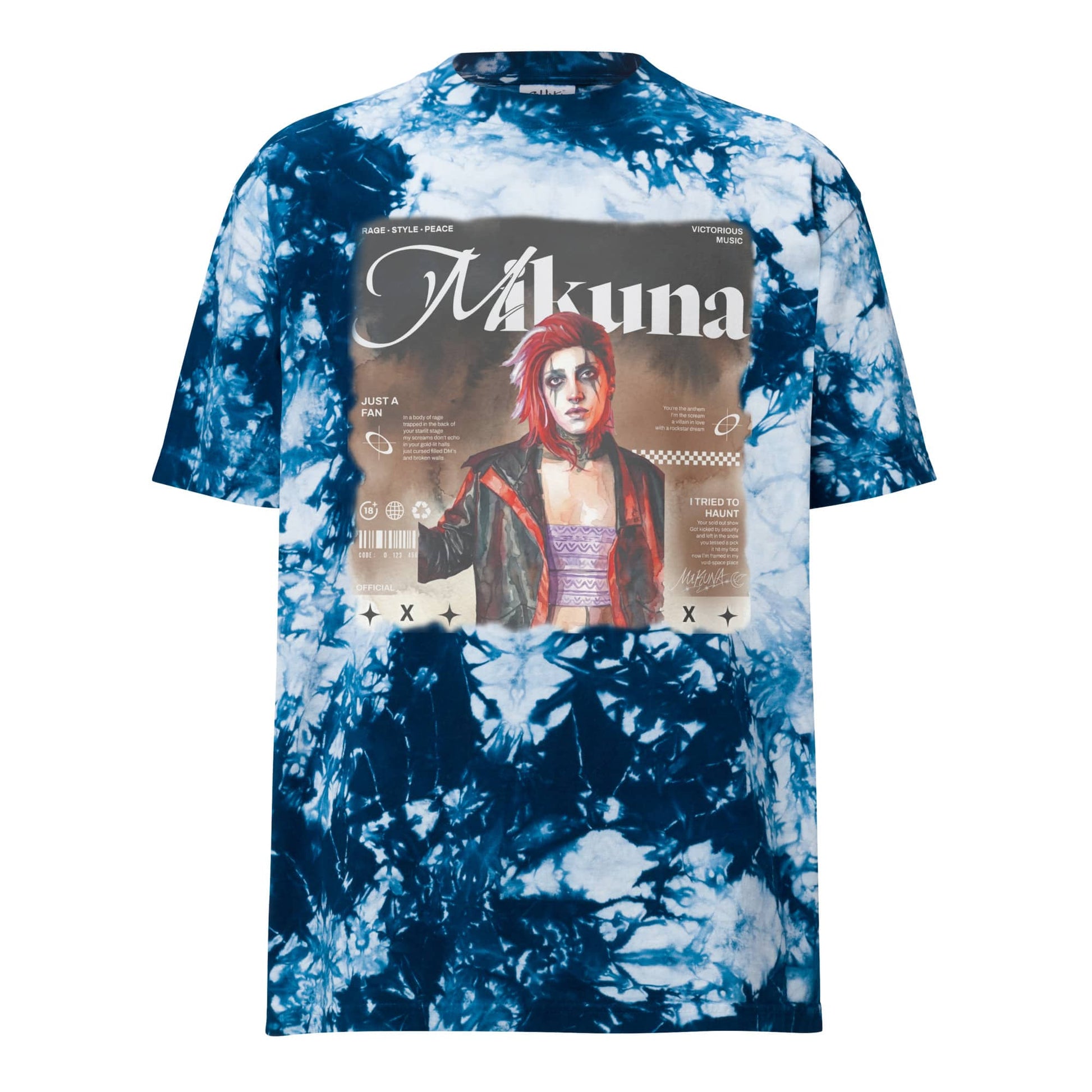 Navy / White / S Mikuna music- Just a Fan T-shirt Tie-Dye