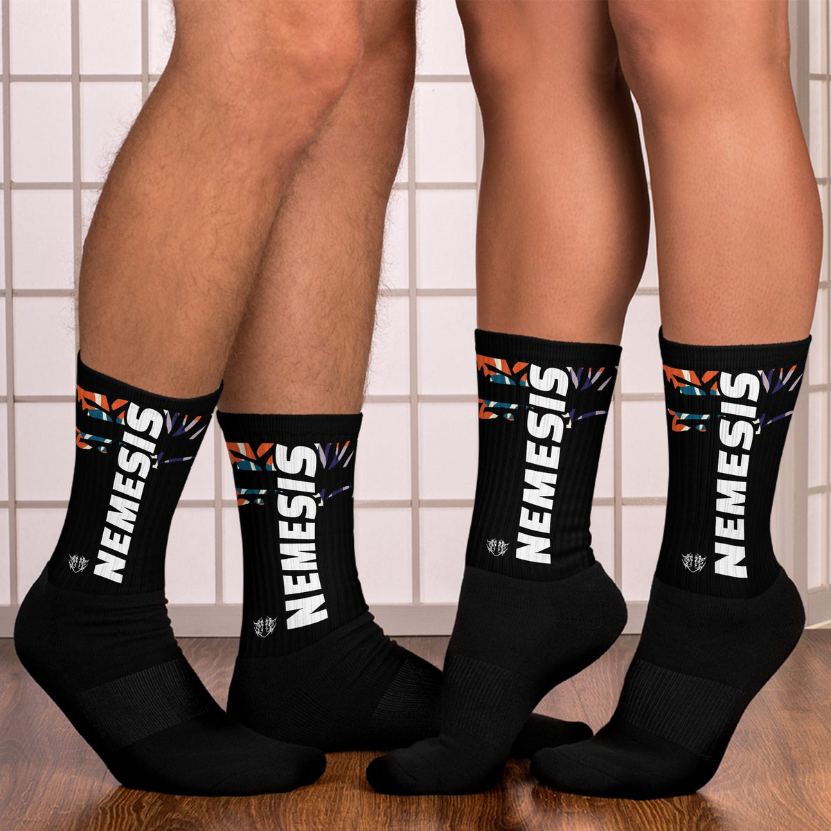 Nemesis: (Tropical Leaf Stripes) Dynamic Athletic Socks