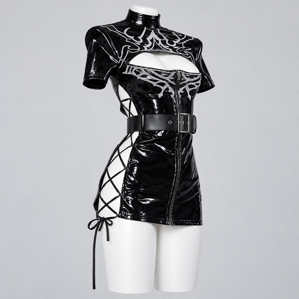 NieR:Automata 2B Cosplay Costume Women Sexy Leather Black Nurse Dress Gothic Nurse Uniform Suit Halloween Carnival Party Clothes