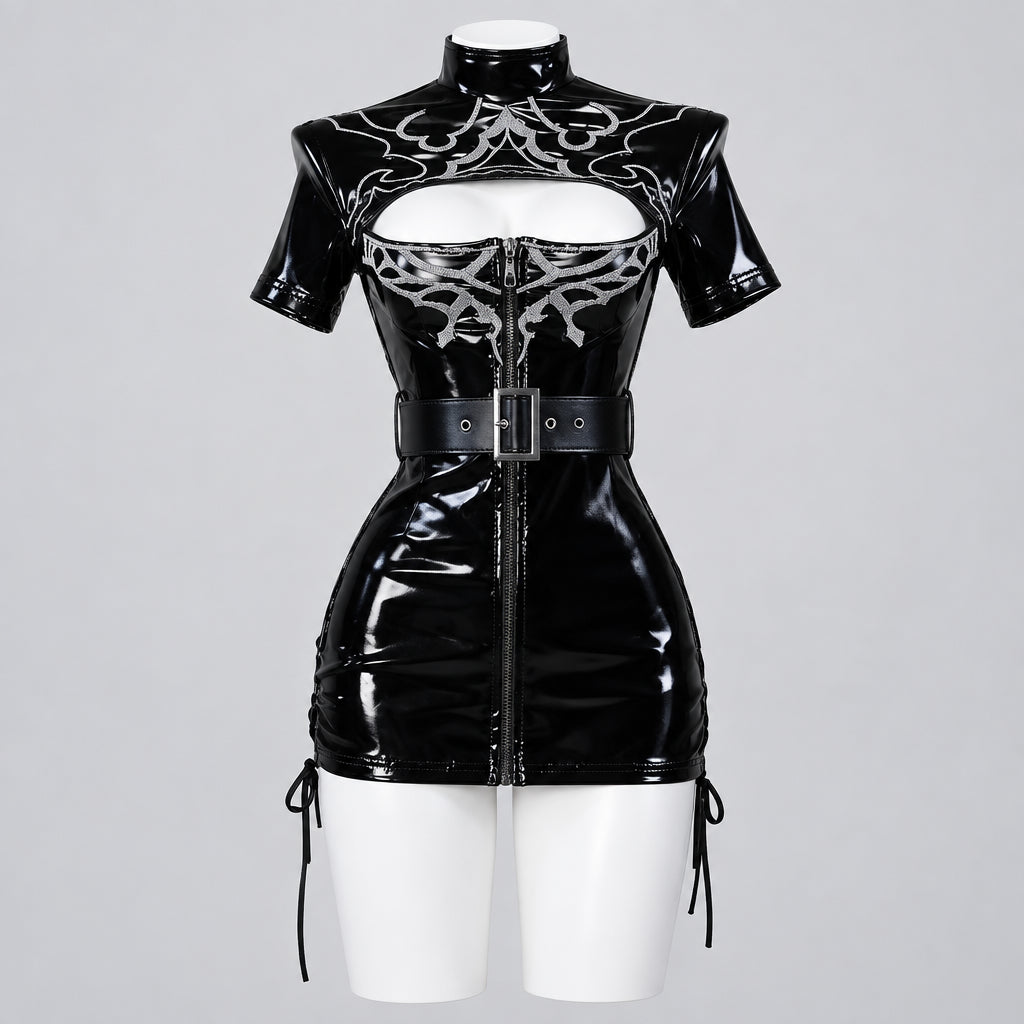 NieR:Automata 2B Cosplay Costume Women Sexy Leather Black Nurse Dress Gothic Nurse Uniform Suit Halloween Carnival Party Clothes