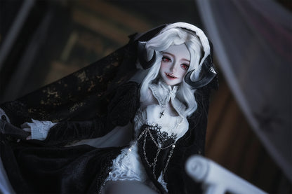 Normal Skin NudeDoll BJD Doll 1/4 Cassandra Fullset C Bariy Big Chest Body Demon Goat Horn Nun Satanic Evil Theme Resin Figure Shugafairy