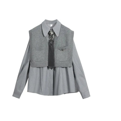 Only Top / 3XL(72.5-80Kg) Women's 2025 Spring New Chic Long Sleeved Shirt+Vest+Casual Pants Three Piece Korean Elegant Casual Matching Set Female Suit