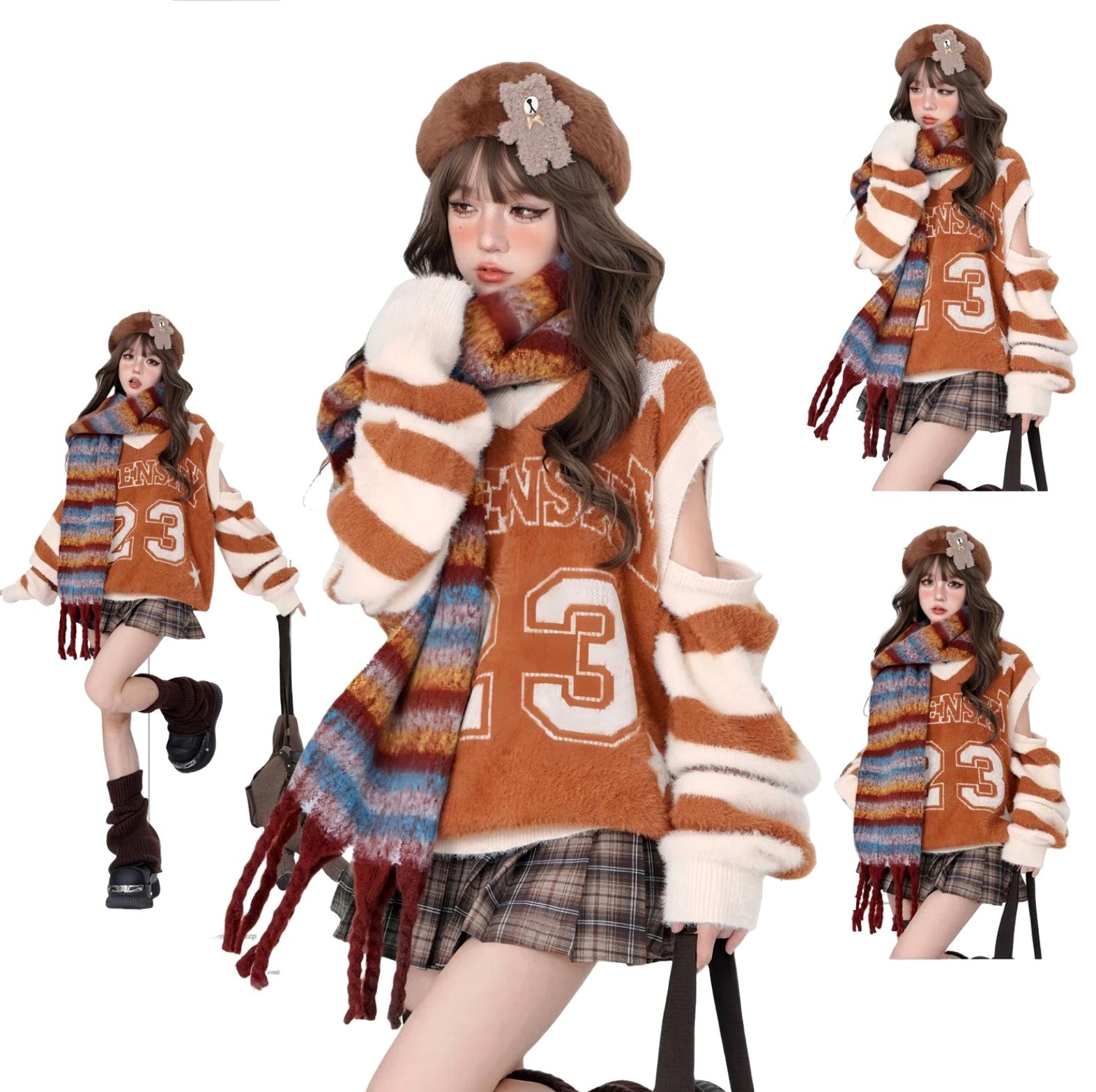 Orange / S Kpop Idol Sweater Long Sleeved