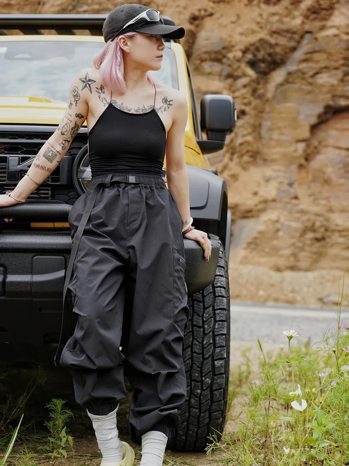 Outdoor Adventure Revolution Hard  Quick Dry Waterproof Cargo Pants Unisex Loose Fit Street Style High Waist Polyester