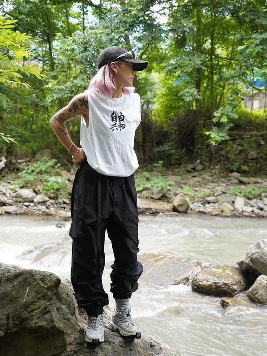 Outdoor Adventure Revolution Hard  Quick Dry Waterproof Cargo Pants Unisex Loose Fit Street Style High Waist Polyester