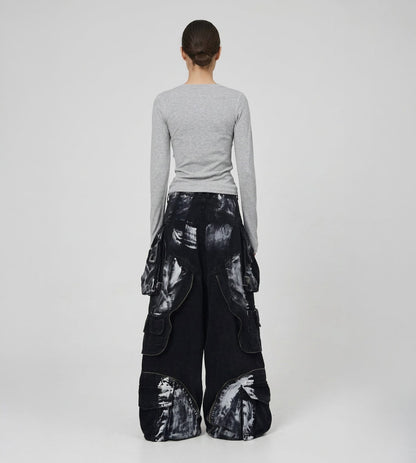 Oversized Retro Pocket Folding Jeans