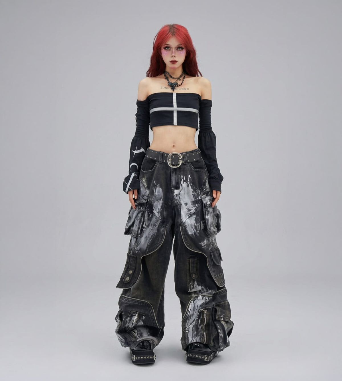 Oversized Retro Pocket Folding Jeans