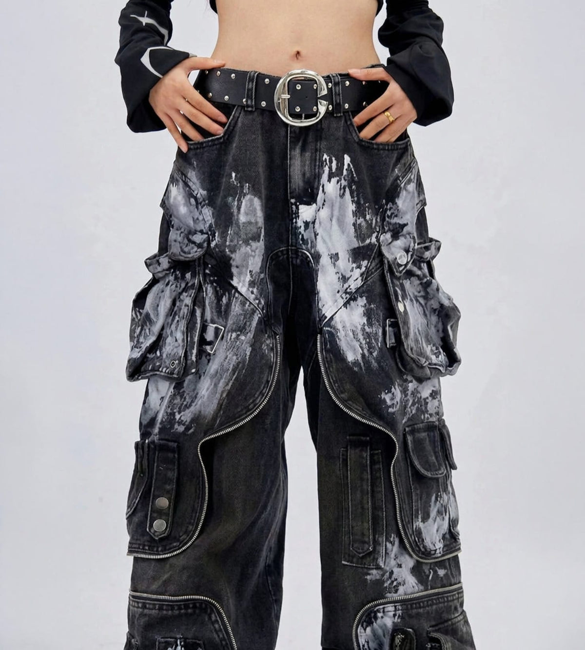 Oversized Retro Pocket Folding Jeans