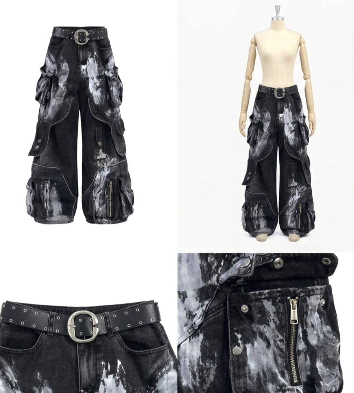 Oversized Retro Pocket Folding Jeans