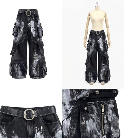 Oversized Retro Pocket Folding Jeans