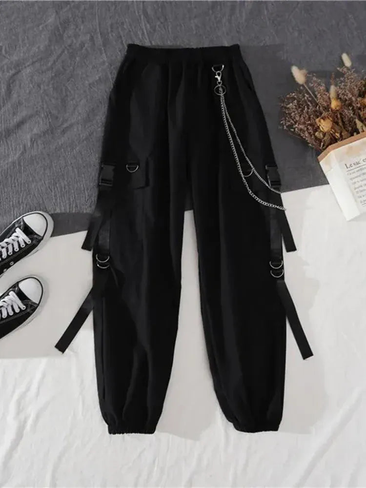 Pants / Asian size M ARENS 2025 Spring Autumn Unisex Harajuku BF Loose Cargo Pants Long-Sleeved tie-dye Shirt+Handsome Chain Pants Two-Piece Set Suit