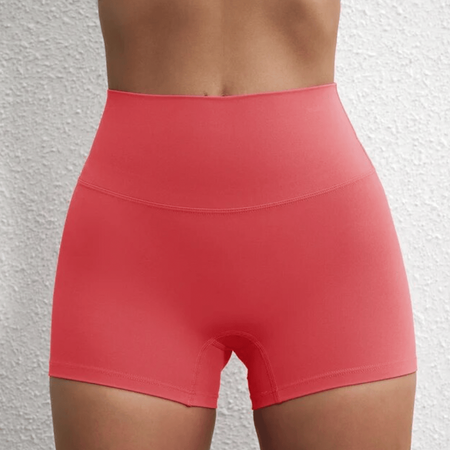 peach red / S-2 Women's 3" Gym Shorts / Yoga shorts (Ellie Seattle)
