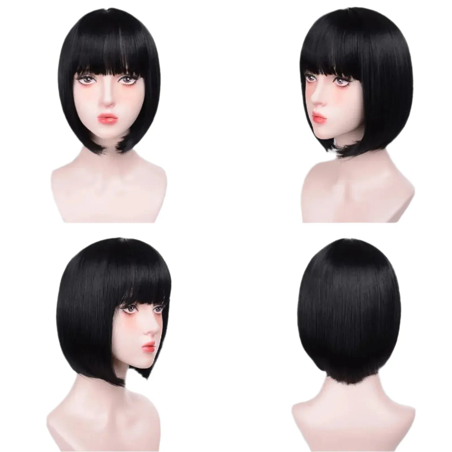 Pink Bob Synthetic wig /Short straight hair with bangs/ Multi-colored Cosplay Wig/ high temperature silk wig
