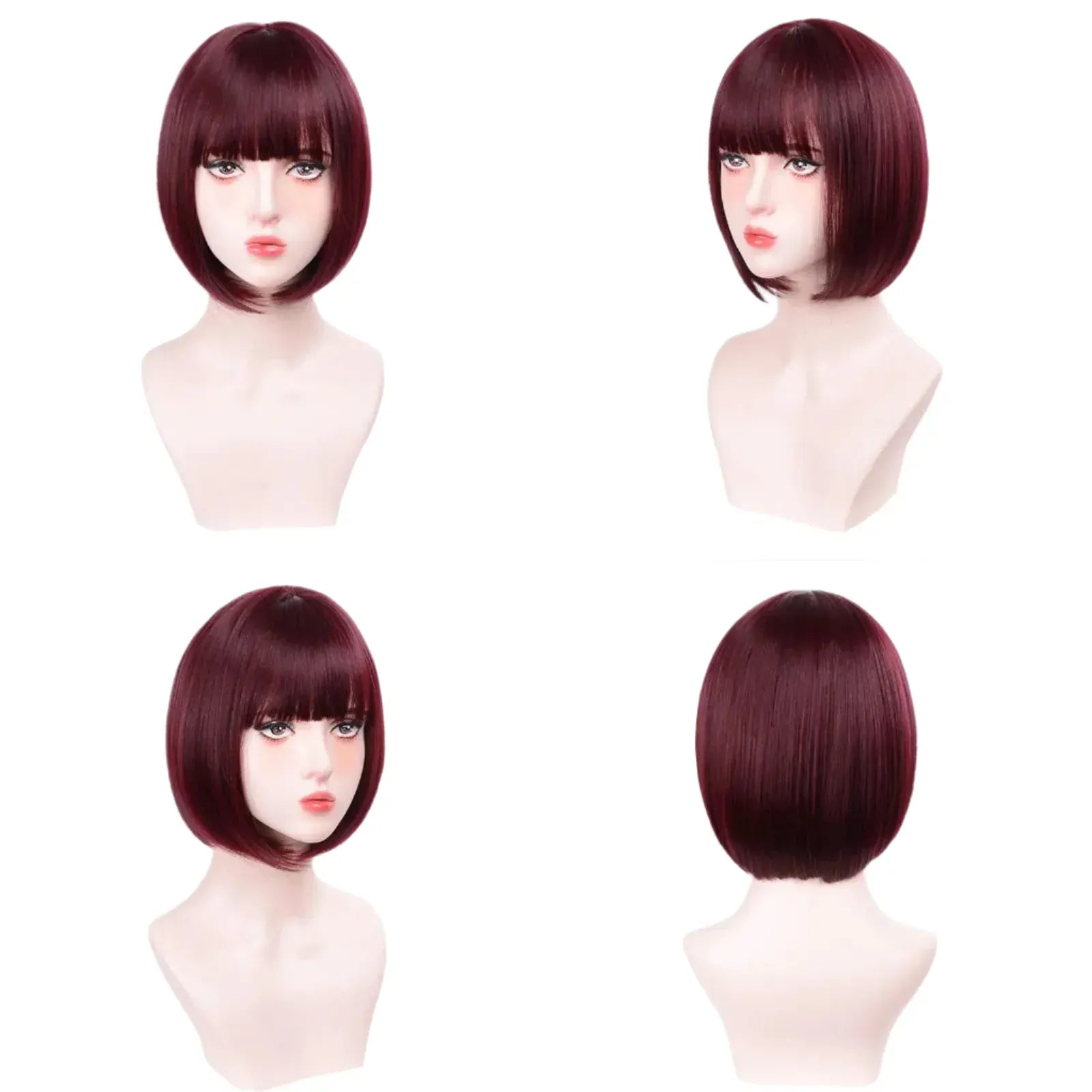 Pink Bob Synthetic wig /Short straight hair with bangs/ Multi-colored Cosplay Wig/ high temperature silk wig