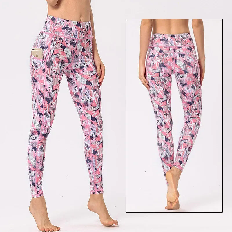 Pink Camouflage / S Camo Yoga Leggings with Pocket/ For Running, Lifting, Yoga (Victoria Dreamland)
