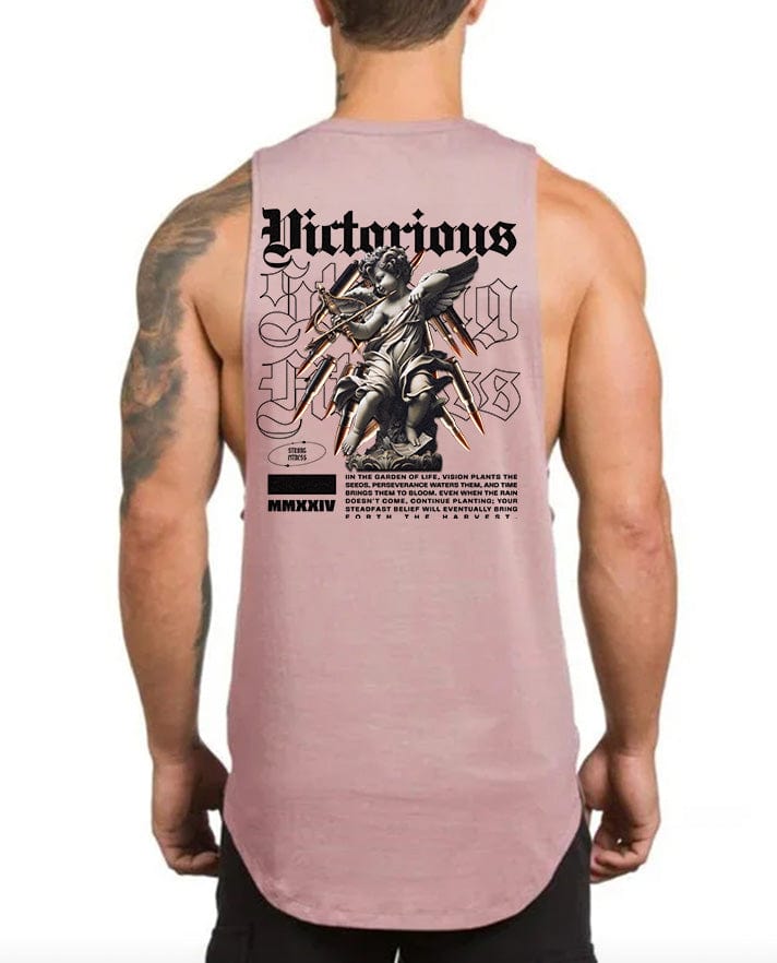 Pink / M Victorious Divine Power (High-Neck Gym Tank-Top)
