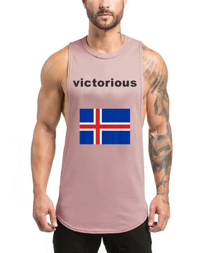 Pink / M Victorious sigrast á (Icelandic Gym Tank top)