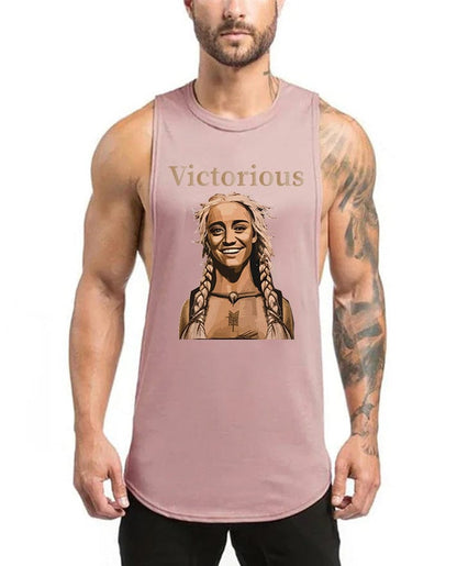 Pink / M Victorious Valkyrie's Joy (Men Gym Tank-Top)