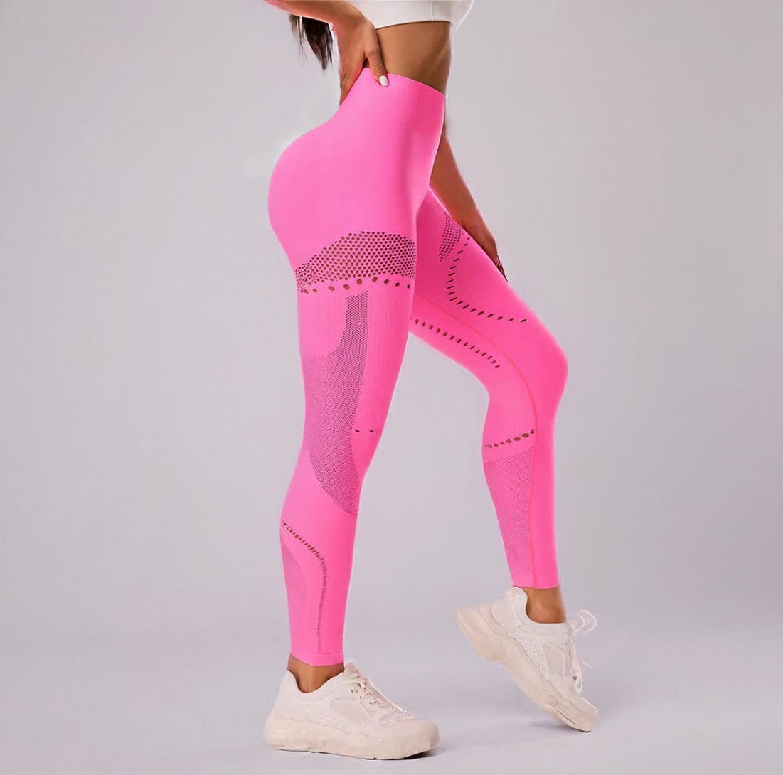 Pink / S Unique Mesh Design Leggings / Fuchsia/ Contouring/ Flattering/ Seamless High-Performance / Victorious AetherSwift Model