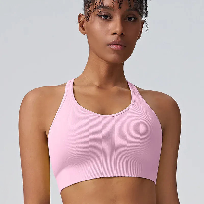 Pink / S Women's Cross Back Sports Bra/ High-intensity Fixed Cup Shockproof Bra (Victorious Lumen Circuit Bra)
