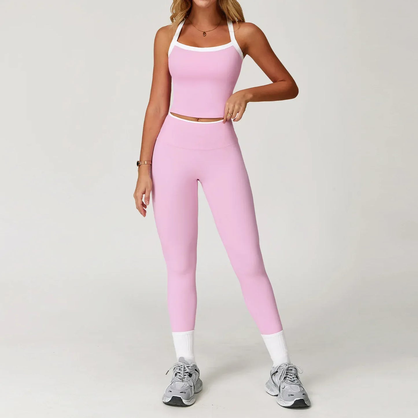 Pink Set 1 / S Women Tracksuit 2PCS Yoga Set / Nude Feeling Workout Sets (Victorious Sailor Strength Bra)