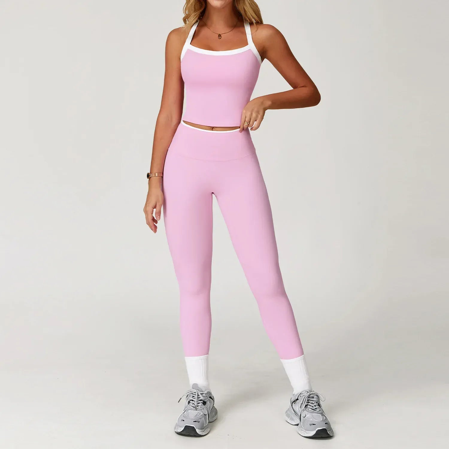 Pink Set 1 / S Women Tracksuit 2PCS Yoga Set / Nude Feeling Workout Sets (Victorious Sailor Strength Bra)
