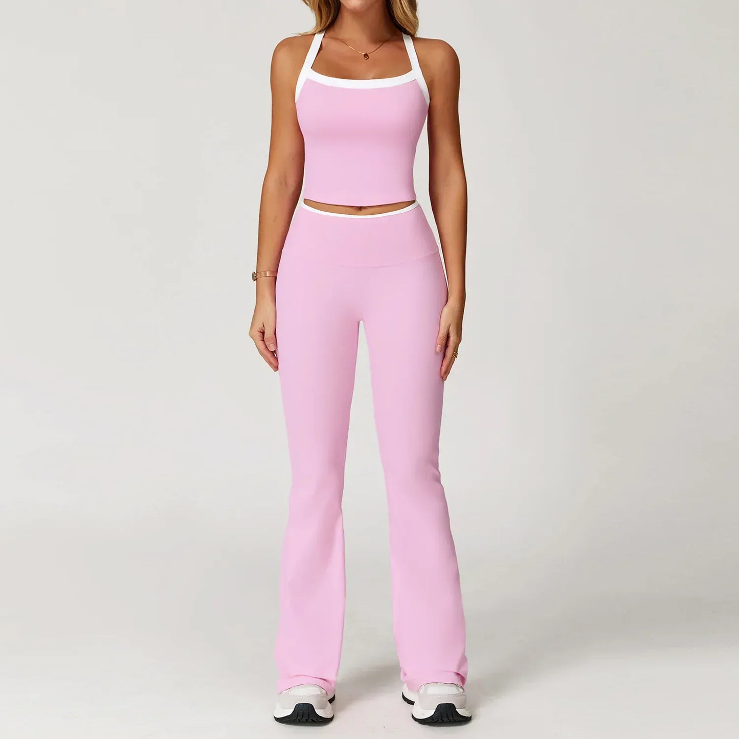 Pink Set 2 / S Women Tracksuit 2PCS Yoga Set / Nude Feeling Workout Sets (Victorious Sailor Strength Bra)