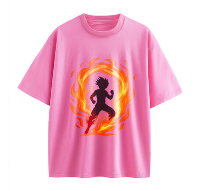 Pink / XS Cosmic Battle Anime Oversize T-Shirt