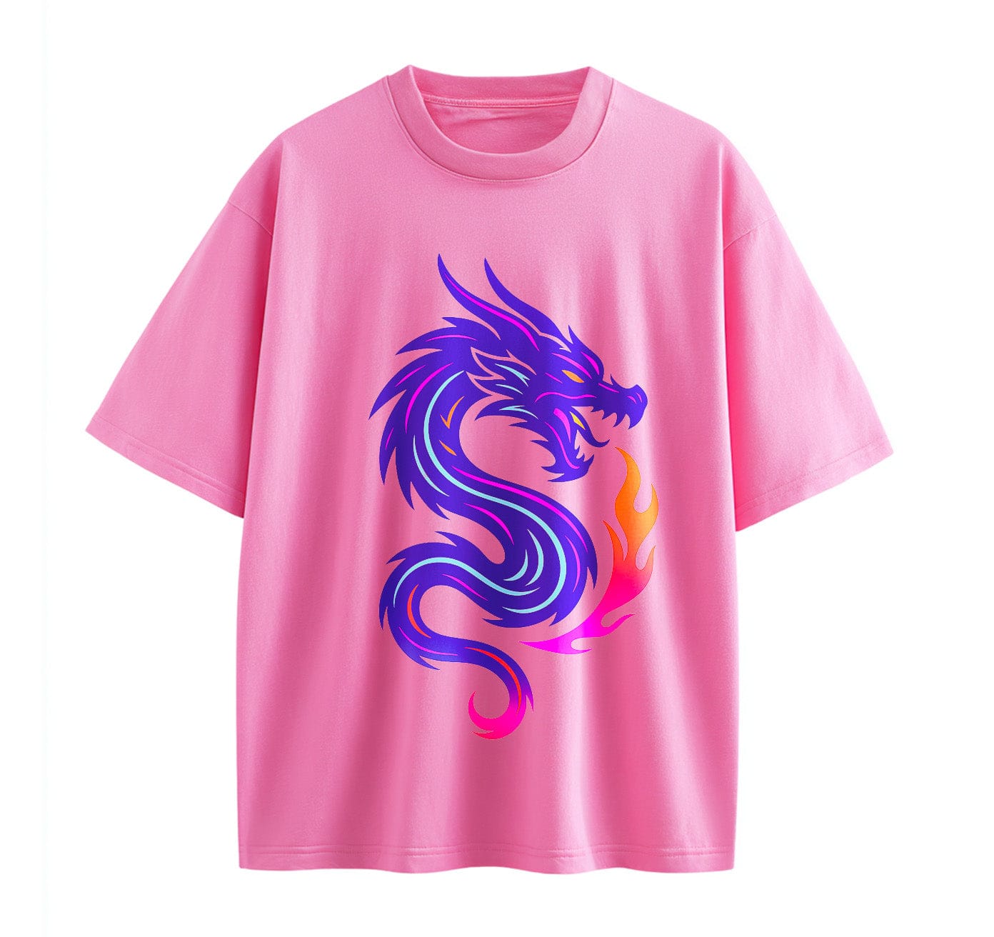 Pink / XS Dragon Symbol Anime Oversize T-Shirt