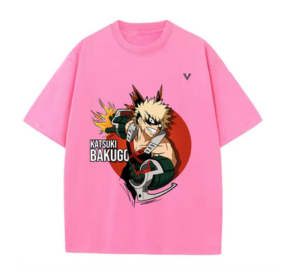 Pink / XS Katsuki Bakugo (My Hero Academia) Anime Oversize T-Shirt