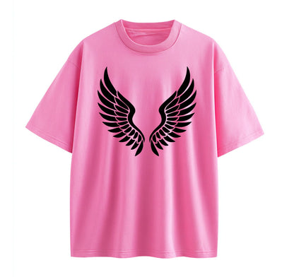 Pink / XS Leaf‑Swirl Symbol Anime Oversize T-Shirt