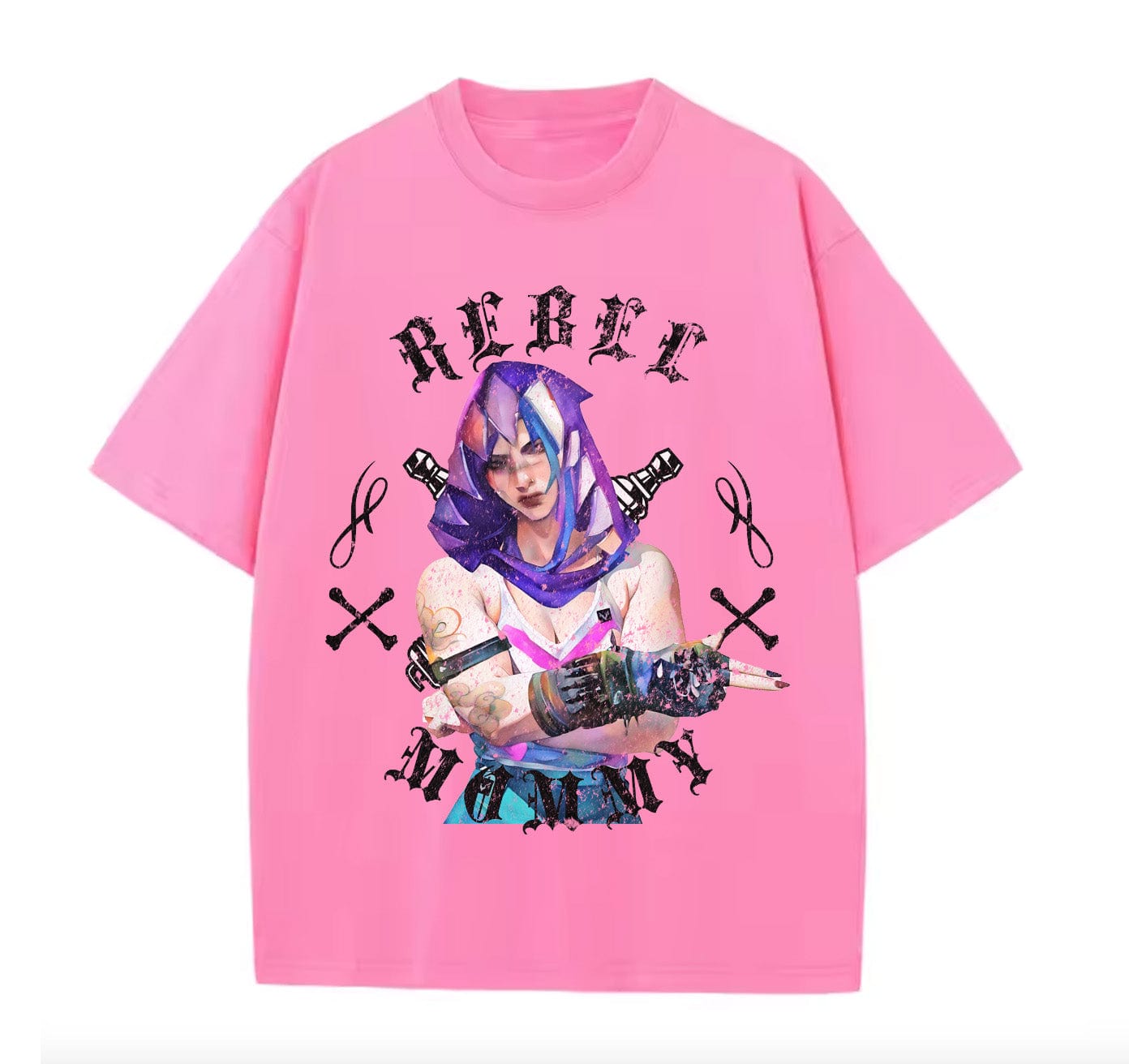 Pink / XS VI Rebel Mommy (Arcane) Anime Oversize T-shirt