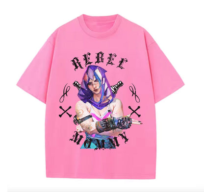 Pink / XS VI Rebel Mommy (Arcane) Anime Oversize T-shirt