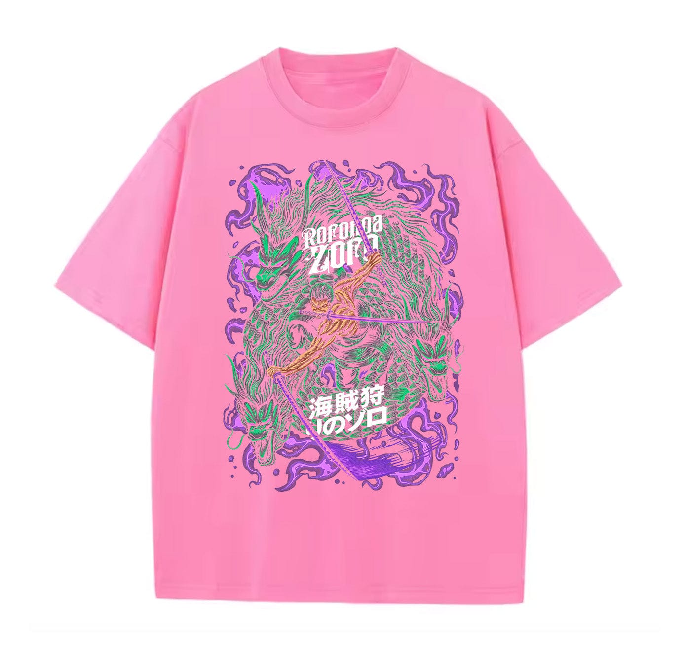 Pink / XS Zoro (One piece) Anime Oversize T-Shirt
