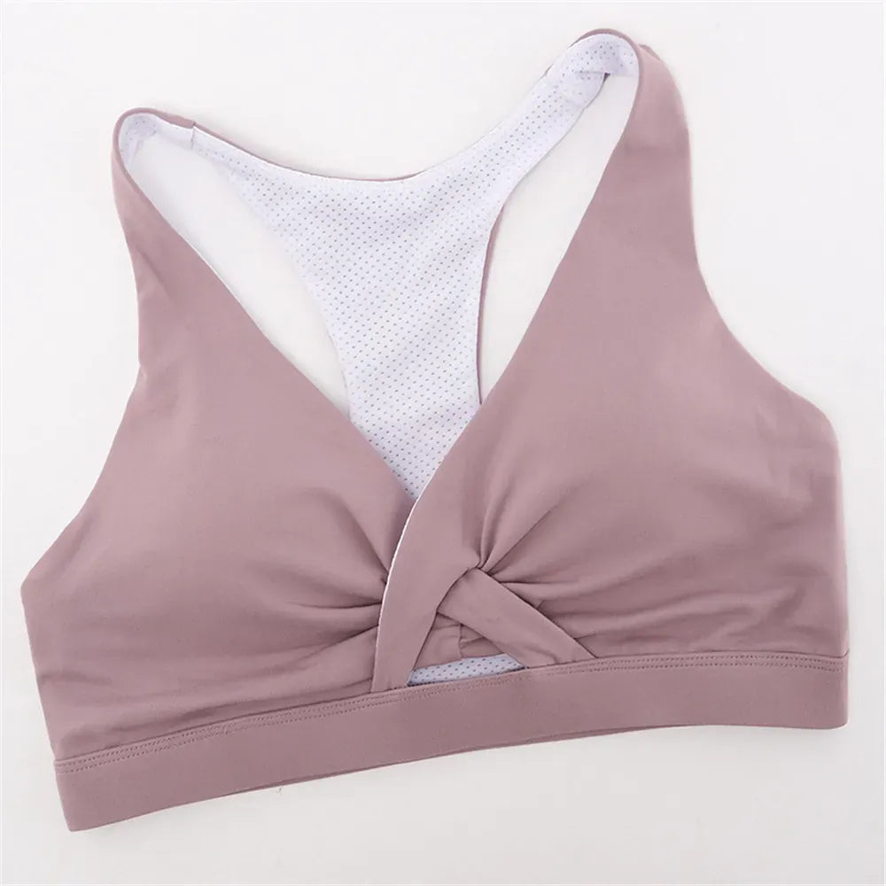 Plus Size S-2XL Cross Back Sport Bra /Pleated Design Fitness Top (Victorious Starlight Vector Bra)