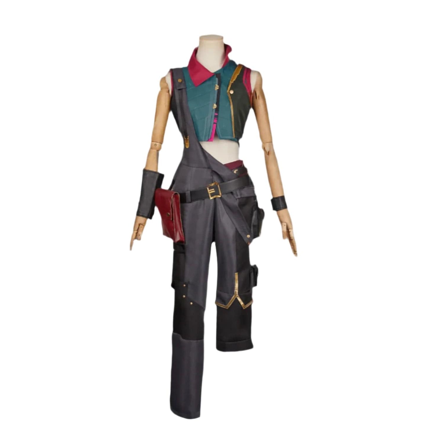 Powder Green and Gold Cosplay with Grey Overall / S Arcane Season 2 Jinx (Powder) Cosplay Costume – Green, Grey & Gold Overalls + Vest | Game-Inspired Premium Set by Victorious