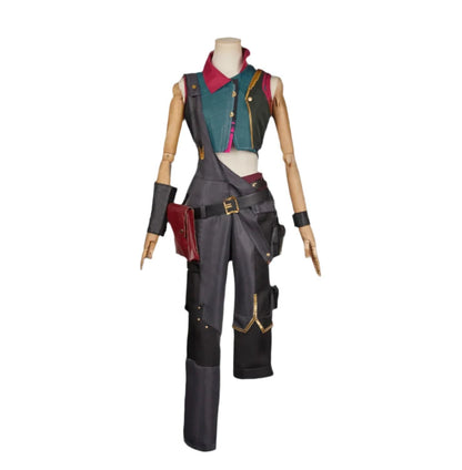 Powder Green and Gold Cosplay with Grey Overall / S Arcane Season 2 Jinx (Powder) Cosplay Costume – Green, Grey & Gold Overalls + Vest | Game-Inspired Premium Set by Victorious