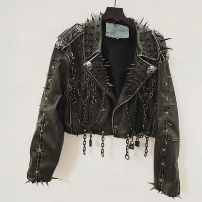 Victorious Hologlaze Leather vintage Jacket Skull