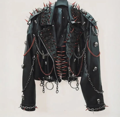 Victorious UFO Pop vintage Leather jacket Gothic Leather Punk