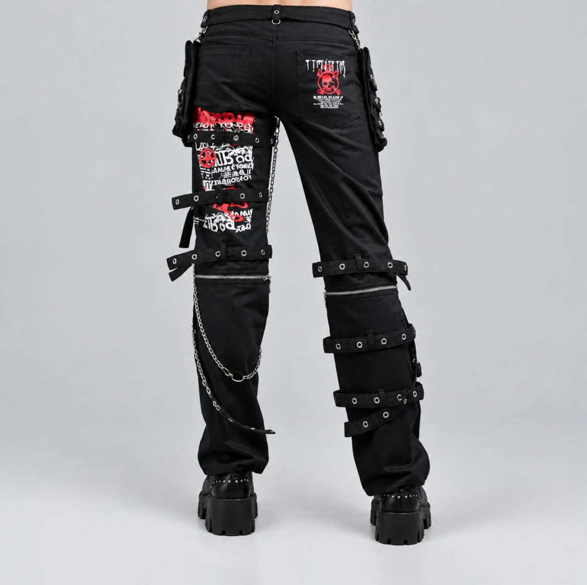 Punk Retro Skull Pattern Jeans / Skeleton Gothic kill Matt Rock Printing Graffiti Pants