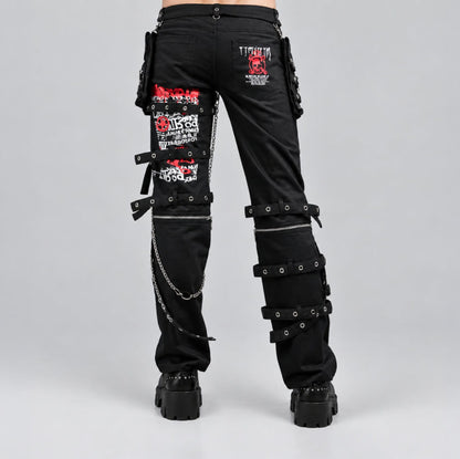 Punk Retro Skull Pattern Jeans / Skeleton Gothic kill Matt Rock Printing Graffiti Pants