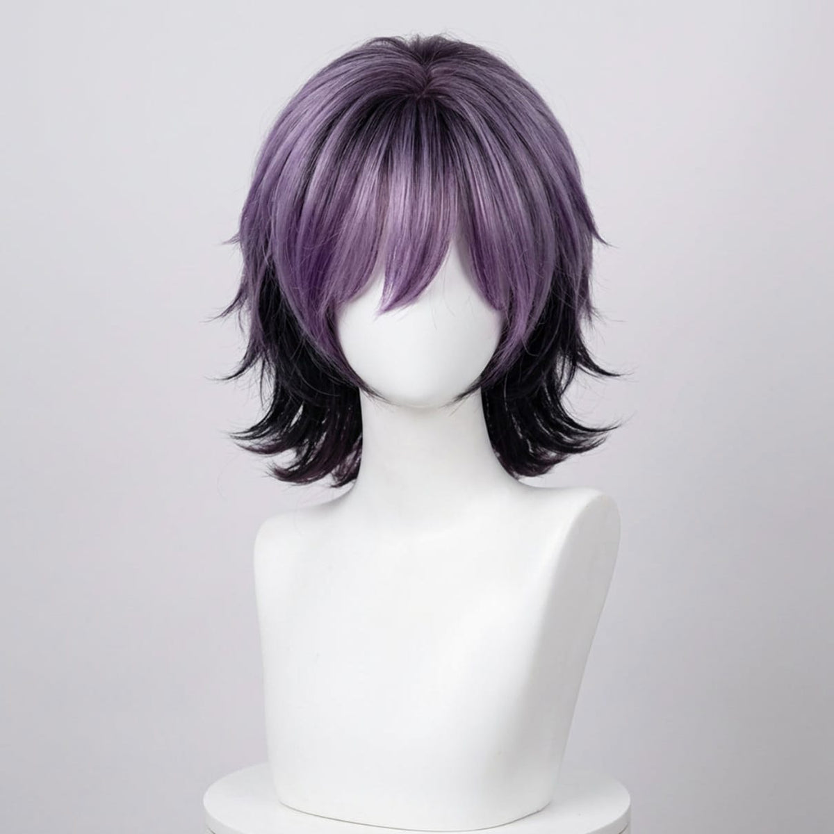 Purple and Black Short Layered Wig with Bangs / Heat Resistant