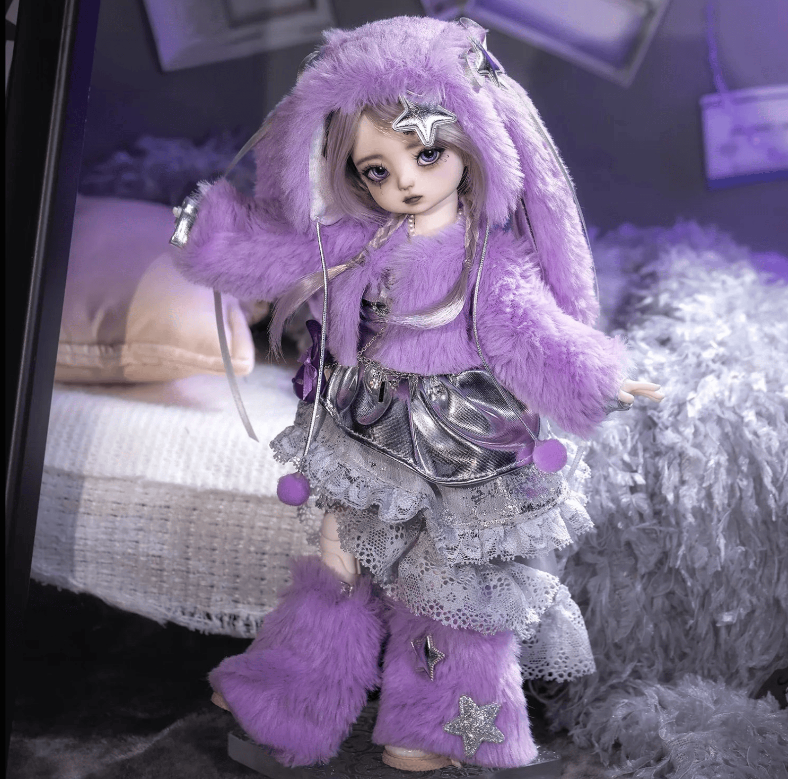 Purple HaraMimi Kpop Star BJD Goth Harjuku - Doll