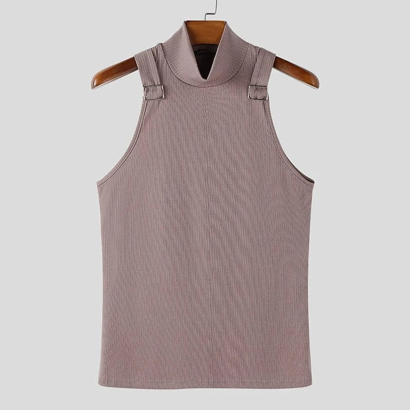 Purple / S Turtleneck Combat Ribbed Tank Top / Unisex
